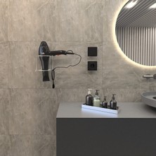 Elarque DC-4792 Dekoratik Krom Yapıştırmalı Fön Banyo Metal Saç Kurutma Fön Makines