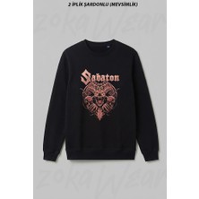 Zoka Wear Sabaton Baphomet Ön Baskılı Bisiklet Yaka Sweatshirt
