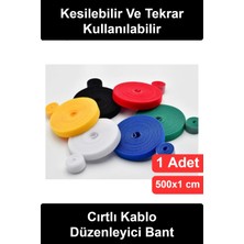 Wonara #kablodüzenleyici Cırtlı Kablo Toplayıcı Bağlama Bandı 5 Metre x 1 cm Kesilebilir Tekrar Kullanılabilir Yumuşak Organizer Ev Ofis Masa Altı Tv Bilgisayar Şarj Hortum Bitki Bağı Çok Amaçlı Rulo