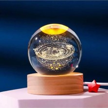 Die Grup 3D Kristal Cam Küre, Ahşap Soketli Gece Lambası,led, Sevgiliye Hediye, Noel, Öğretmenler Günü, Özel Tasarım Harika Bir Hediye (Gezegenler)