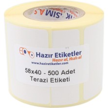 Die Grup Eko Termal Terazi Etiketi 58MM x 40MM Ruloda 500 Adet 40MM Kuka Çapında Direk Termal Transfer Etiketi