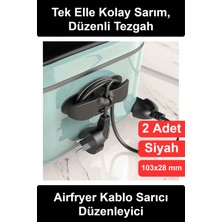 Wonara #kablodüzenleyici Airfryer Kahve Makinesi Kablo Sarıcı 2 Adet Yapışkanlı Mutfak Aletleri Kordon Toparlayıcı Siyah Kauçuk Tost Blender Meyve Sıkacağı Uyumlu Çok Amaçlı Tutucu Aparat Organizer Pratik