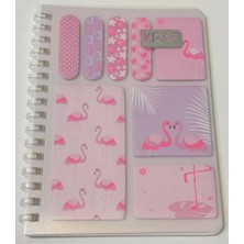 Die Grup Kraf A6 Spiralli Bloknot + Index (Pp) + Yapışkanlı Not Kağıdı Set Flamingo Temalı