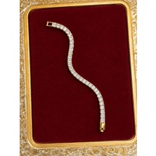 Goldensisters Jewelry Baget Zirkon Taşlı Gold Çelik Su Yolu Bileklik