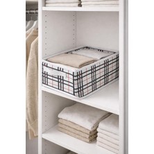 Die Grup Bonny Home Ordena Ekoseli Dolap Içi Düzenleyici Katlanabilir Organizer, 45 x 24 x 20 Cm, Beyaz