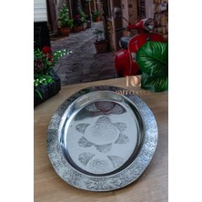 Dmt Copper Home 430 Kalite Krom Çelik 1 Adet Işlemeli Kayık Tabak 35 cm – Iskender, Kebap, Pilav ve Salata Sunum Tabağı