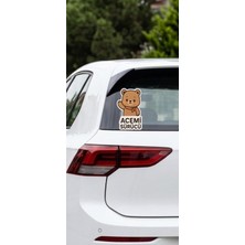 Die Grup Acemi Sürücü Sevimli Ayı Figürlü Oto Sticker, Araç Cam Çıkartması, Yeni Sürücü Için Dekoratif Etiket