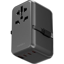 Die Grup Travelworld Universal GAN85 3 Adet 70W Type-C ve 1 Adet 60W USB 3.0 Pd Hızlı Şarj Aleti - Koyu Gri