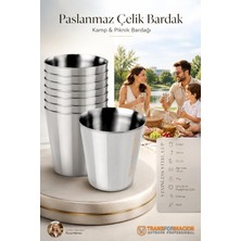 Die Grup Transformacion 9'lu Paslanmaz Çelik Bardak Seti 210 Ml, Kırılmaz Hafif Kamp &amp; Piknik Bardağı, Outdoor Çelik Kupa 721530