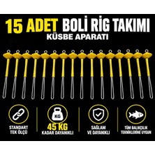 15 Adet Boli Rig Takımı Küsbe Aparatı Standart Tek Ölçü 45 kg Kadar Dayanıklı