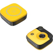 Die Grup Retro Kamera Görünümlü Manyetik Kablosuz Powerbank, 10000MAH, Magsafe Ile Uyumlu, LED Ekranlı, PR223, Taşınabilir, 20W Type-C Giriş, Avuç Içi Boyutunda (Siyah-Sarı)