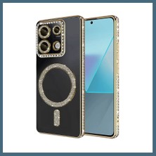 Bezos Redmi 13C Uyumlu Joke Simli Magneticsafe Kılıf - Gold Agc