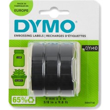 Die Grup 3D Plastik Kabartma Şerit (9 mm x 3 Mt), 3'lü Paket, Siyah - S0847730