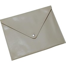 Die Grup 2k Pu Deri A5 Küçük Boy Dosya Klasörü Belge Tutucu Su Geçirmez Portföy Zarf Dosya Klasör Kılıf A5 Çıtçıtlı Dosya 19,5X24,7 cm - Bej