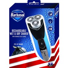 Die Grup Dıgıtal Lıfestyle Accessorıes Barbasol Şarj Edilebilir Elektrikli Islak ve Kuru Döner Tıraş Makinesi Paslanmaz Çelik Bıçaklı ve Açılır Kesici