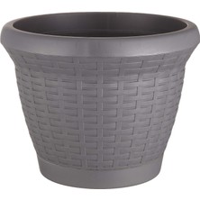 Die Grup HS01 Hasır Saksı Tabaklı 20,9cm, 3.3 Litre Antrasit
