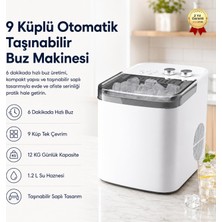 Die Grup Buz Makinesi 9 Küplü Otomatik Taşınabilir Saplı, 6 Dakikada Hızlı Buz Üretimi Mini Ev Tipi
