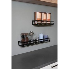 Die Grup Metal Mutfak Duvar Rafı Seti, Siyah Elektrostatik Toz Boyalı, 50X12X6 cm ve 36X12X6 Cm, 2 Parça, Banyo Koridor Ofis Için