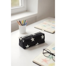 Die Grup Yıldız Desenli Üçgen Kalemlik Makyaj Çantası Organizer 20X8X8 cm (Siyah)