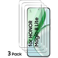 Die Grup Honor Magic 8 Lite ile Uyumlu Ekran Koruyucu Şeffaf Temperli Kırılmaz Cam Ekran Koruyucu 3 Adet
