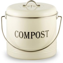 Die Grup 1,3 Gal Kompost Kutusu, Mutfak Tezgahı Için 7 Bonus Kömür Filtreli - Vintage Iç Mekan Scraps Kompost Kovası Kapak-Flies/kokuya Dayanıklı Kompost Konteyner Mutfak Kovası, Geri Dönüşüm Kutusu, Krem