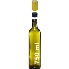 Die Grup 750 ml Yeşil Maraska Kilitli Sızdırmaz Kapaklı Yağ Şişesi 750 cc Kapüşonlu Köşeli Cam Şişe 1 Adet