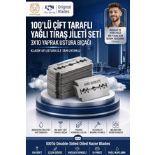 Die Grup 100 Lü Çift Taraflı Yağlı Yaprak Tıraş Jileti Seti 10X10 Yaprak Ustura Bıçağı 723591