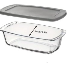 Die Grup Cam Ekmek Pişirme Tavası Kapaklı, Dikdörtgen, 1800ML, 27X14X7.1CM, Mikrodalga Fırına Uygun, Kilitlenebilir Saklama Kabı