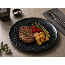 Die Grup Cosmos Black Gourmet Düz Tabak, Siyah, Porselen, Servis ve Sunum Için, 27 cm