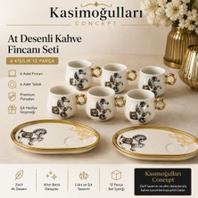 Die Grup At Desenli Kahve Fincanı Seti, 12 Parça
