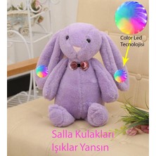 Die Grup LED Işıklı Uyku Arkadaşı Uzun Kulak Bunny Peluş Tavşan 65CM Lila