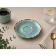 Die Grup Bonna Aqua Porselen Türk Kahvesi Fincan Tabağı, Turkuaz, 10X5X3 Cm, Iç Mekan Kullanımı