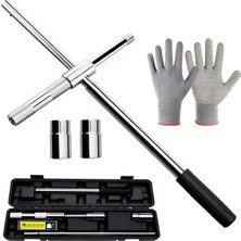 Die Grup 25 '' Genişletilmiş Lug Anahtarı Darbe Saklama Kutusu, Standart Soketli 4 Yollu Tekerlek Somun Anahtarı (17MM, 19MM, 21MM ve 23MM), Işgücü Tasarruflu Lastik Demir Lastik Anahtarı