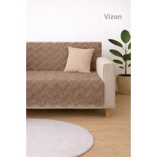 Die Grup Sycamore Home Koltuk Örtüsü 175X215 cm –zigzag Desen Çekyat Örtüsü, Kaymaz, Yıkanabilir, Lüks Kumaş Şönil Jakarlı (Vizon)