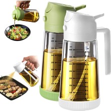 Die Grup 16OZ/470ML Pişirme Için Cam Zeytinyağı Püskürtücü - Mutfak Aletleri, Hava Fritözü, Salata ve Barbekü Için 2'si 1 Arada Zeytinyağı Dispenseri - Beyaz ve Yeşil