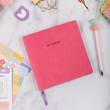 Die Grup Esnek Kapaklı Noktalı Defter 16,5X16,5 Pembe Vegan Deri