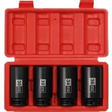 Die Grup 4 Adet 1/2 Tahrik Derin Darbeli Soket Seti, Cr-Mo, 12 Nokta, Metrik, Derin Mil Aks Somunu Darbe Soket Seti-30 Mm, 32 Mm, 34 Mm, 36 mm