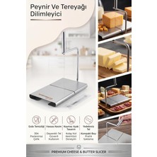 Die Grup Peynir ve Tereyağı Dilimleyici | 5 Yedek Telli Tel Kesici Lüks Şarküteri Kaşar Dilimleme Standı Aparatı 304 Paslanmaz Çelik 723422