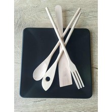 Die Grup El Yapımı 4 Parça Ahşap Kaşık Mutfak Seti, Tahta Kaşık, Çatal, Spatula 30 Cm, 4pcs
