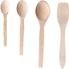 Die Grup Mobilreyon Ahşap Kaşık ve Spatula Seti, 4 Parça, 3 Boy Tahta Kaşık - 1 Adet Tahta Spatula