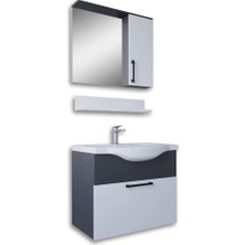 Die Grup Eko 65 cm Mdf Banyo Dolabı Seti Antrasit-Beyaz