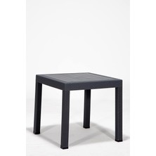 Die Grup Rattan 80X80 Camsız Antrasit Masa - Bahçe&balkon&teras