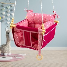 Die Grup Bundera Wag Swing Çocuk Ahşap Bebek Hamak Ev Tavan Bahçe Salıncağı (Pembe)