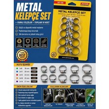 Die Grup Metal Kelepçe Seti 10 Adet Hortum Boru Sıkma Kelepçesi 18-20-23-25-27 mm