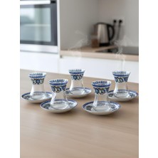 Die Grup Topkapı 6 Kişilik Çay Seti, French Press Hediyeli, 9 Farklı Osmanlı Desenli Çay Bardağı Takımı (6, Topkapı Iznik)
