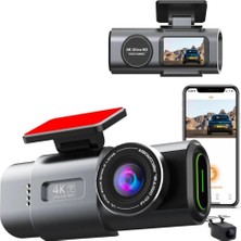 Die Grup Gps Mobil Uygulamalı 4K 170° Geniş Açı Gece Görüşlü Ön Arka Akıllı Araç Içi Kamera Park Modu G-Sensor Wifi