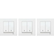 Die Grup Viko Karre 3 Adet Beyaz Komütatör Vavien Anahtar+Çerçeve Elektrik Anahtarı Seti