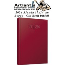 Die Grup 2024 Ajanda 17X24 cm Çizgili Cilt Bezli Dikişli 1 Adet Günlük Planlayıcı Cilt Bezi Ciltli Ajanda 2024 Ofis Okul Büro Bordo