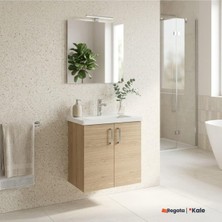 Die Grup Kale Noah Meşe 65 cm Kapaklı Alt Dolap, Lavabo ve Ayna