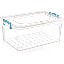 Die Grup 15 Litre Kilitli Kapaklı Dikdörtgen Kiler Saklama Kabı Sağlıklı Plastik 40X27 H:18 cm